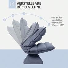 HOMCOM Fåtölj med justerbart ryggstöd, snurrande meditationsfåtölj, avslappningsfåtölj, grått mikrofibertyg, 62x62x95 cm på plats - 1 - Visa 4