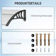 Outsunny Front Door Awning, Patio Cover, Polycarbonate Countertop Awning, Clear, 75x100cm On Site - 1 - View 5