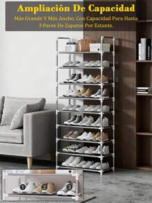 Zapatero de metal resistente de 3/4/5/6/7/8/9 capas, zapatero simple, fácil de montar, adecuado para entrada. Pasillo, dormitorio, sala de estar, hogar, dormitorio. - Blanco - Ver 4