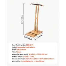 Vertical Surfboard Stand, Wooden Surfboard Rack For Storage And Display, Adjustable & Freestanding Board Stand Organizer With Padding, For Wakeboards, Snowboards, Kiteboards, Shortboard, Skis - Floor-standing 1-story Unit - View 7