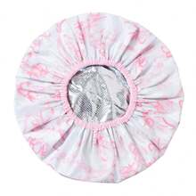 1 Self-Heating Hair Care Cap - Thickened Tin Foil Cap For Deep Conditioning, Spa And Salon Use - Available In Powder, White Heart-Shaped, Leopard Print, Plain Print Pattern Hair Care Tin Foil Oiling Cap, Unpowered Self-Heating Hair Mask Cap, Double-Layer Waterproof Bath Cap, Anti-Static Bath Cap For Women's Long Hair - Pink - View 5