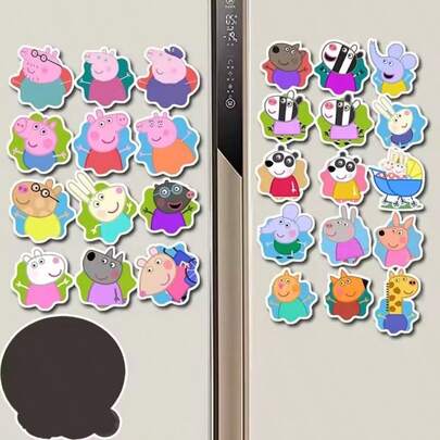 12Pcs Peppa Pig Refrigerator Magnets Kawaii Cartoon Magnets Cute Personalized Decorative Magnets Gifts
