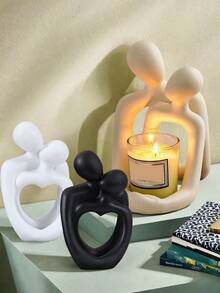 1pc Creative Couple Statue Candle Holder, Also Can Be Used As Phone Stand, Suitable For Modern Home Decor, Center Piece Decoration For Living Room, Desk, Bedside Table, Mother's Anniversary Gift, Valentine's Day Gift, Wedding Anniversary, Wedding Favor, Home Decor