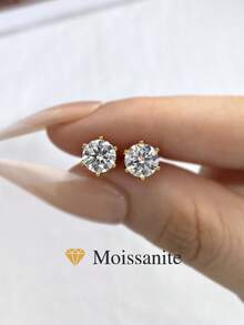 1 Pair 925 Sterling Silver 0.5-1 Carat Moissanite Lace Six-Claw Stud Earrings, Minimalist & Elegant Women's Earrings, Ideal Gift For Christmas, Daily Wear And Dates - Lace Moissanite Earrings - View 3