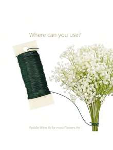 35m Floral Stem Wire, Suitable For Flower Arranging, Valentine's Day, Birthday Gifts, Green Floral Wire - Ideal For Handmade Valentine's Day Crafts, Wreaths, Floral Arrangements, Stem Wire