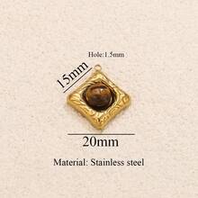 1pc Stainless Steel Minimalist Charm Pendant: Fan, Sun, Water Drop Design Featuring Tiger's Eye Stone Inlay, Black Pendant Necklace & Earring DIY Jewelry Components Women's Stainless Steel Jewelry - 21 Pendant - View 10