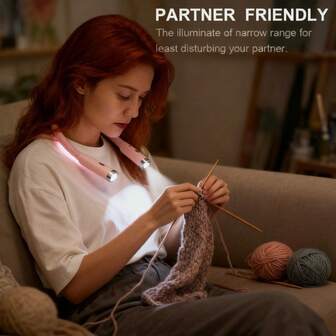 LED颈挂式阅读灯，USB充电，适用于床上阅读，可调光，3种颜色模式，灵活免提阅读灯，可弯曲悬挂式阅读灯，非常适合编织、手工、露营、卧室阅读等场景。