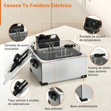 Mera House Freidora, gran capacidad de 5L, 1700W de potencia para calentamiento rápido. Incluye control termostático, tapa con ventana visual y canasta de acero inoxidable. Ideal para preparar totopos, pollo frito y papas,freidora de aceite para cocina,freidora de aire - Tipo de Enchufe A USA (110-127V) - Ver 9