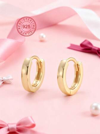 Artepollo 925 Sterling Silber Ohrringe für Frauen, 14 Karat vergoldete runde Creolen, hypoallergen & korrosionsbeständig, leicht, goldfarben Alltagsschmuck, Geschenkverpackung, Geburtstagsgeschenk