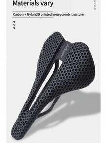 Sillín hueco y transpirable impreso en 3D HASSNS, asiento de carbono de nariz corta para bicicleta de carretera y bicicleta de montaña de competición - Negro - Ver 3