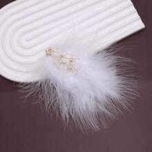 1pc/2pcs Christmas Bow Hair Clips, Fashion Cute Plush Feather Bow Ribbon Hair Accessories For Women, Party/Holiday Costume, Suitable As Christmas Gifts For Family And Friends, Claw Clips, Hair Slide, Hair Barrettes, Winter