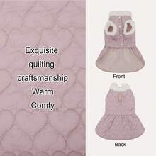 宠物狗连衣裙一件，可爱爱心印花图案，背部带牵引环方便遛狗，加厚秋冬款，适合小型/中型犬猫，圣诞礼物