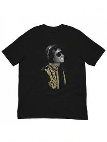 King Of Pop Graphic T-Shirt - Heavyweight 100% Unisex Adult Tee With Iconic Thriller Album Jacket Design & Signature Pose - Soft Breathable Round Neck Casual Shirt Men & Women - All-Season Comfort, Machine Washable   Apparel - 黑色 - 查看 2