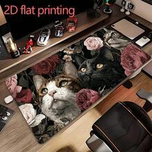 1pc Large Gaming Mouse Pad & Desk Mat - Vintage Cat & Rose Design, Non-Slip Rubber Base, Stitched Edges, Soft Durable Surface For Home Office & Gaming Setup, Multiple Sizes Available, Washable Polyester, Workspace Stability, Mouse Pads For Desk, Dog/Bulldog Print Computer Mouse Pad/Mat, English Setter, Scottish Terrier Mouse, Maltese Mouse Pad, Gaming Desk Mat Cat, Springer Spaniel Mat, Dachshund Gaming Mat, Chocolate Poodle, Gaming Accessory, Office Desk Accessory - 70x30公分(27.5x11.8吋) - 查看 4