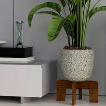 Plant Stand Indoor Short Plants Holder For 515 Inch Pot Brown Wooden Flower Pot Stand For Indoor Plants Small Single Floor Plant Stand Wood - C型 - 查看 5