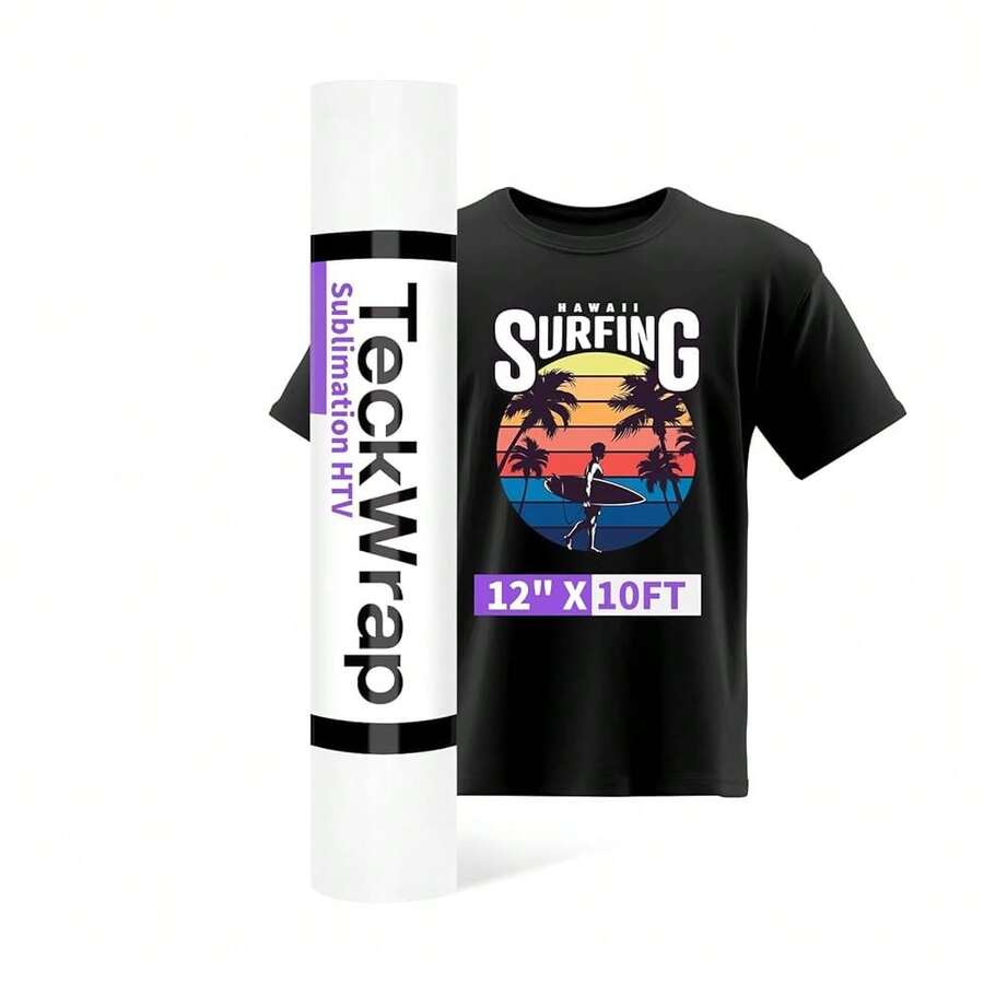 Sublimation For Dark Fabric/Light Fabric 12inch X 10FT - Matte White Vinyl Iron On Heat Transfer Vinyl For Cotton T-Shirt Work With Sublimation Paper Sublimation Printers,Sublimation10FT - 昇華熱轉印膜10英尺 - 查看 1