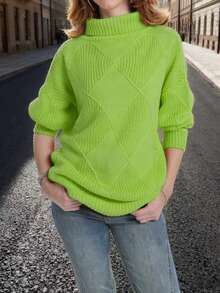 秋冬大码纯色高领长袖毛衣