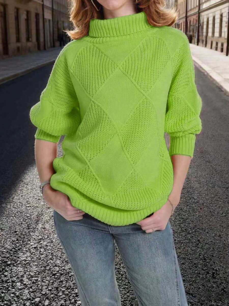 秋冬大码纯色高领长袖毛衣