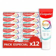 colgate Total Pasta de dientes Prevención Activa (Entrega en 48 horas), Sabor Menta Fresca, Pasta dental que previene problemas de salud bucodental, Protección antibacteriana duradera, Combate el mal aliento, pasta de dientes para el mal aliento, pasta de dientes para un buen aliento, aliento fresco, pasta de dientes de menta, buen aliento - Blanco - Ver 12