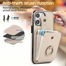 Suitable For IPhone 16 Phone Case, With Lanyard, 360 ° Rotating Ring Bracket, RFID Blocking Shockproof Protective Cover, Portable For Outdoor Use - Black - View 7