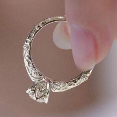 优雅心形立方氧化锆戒指，女士魅力之选，适合婚礼、订婚、新娘首饰、承诺戒指、生日、周年纪念日、情人节礼物