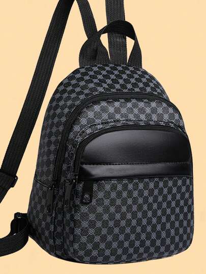 新款男士街头时尚背包，PU材质，简约电脑背包，韩版风格，时尚初中、高中和大学书包。