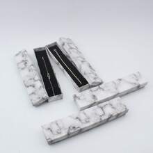 4 piezas Cajas de joyería de papel con patrón de mármol, adecuadas para almacenar pulseras, collares, colgantes y joyas, para empaquetar regalos de cumpleaños - Caja con patrón de mármol - Ver 1
