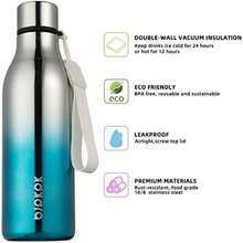 BJPKPK - Botellas de agua aisladas, botella de agua de metal de acero inoxidable de con correa, sin , termo a prueba de fugas, tazas, frascos, botella de agua reutilizable para la escuela,(18 onzas Azul (Blue Lagoon)) - Multicolor - Ver 2