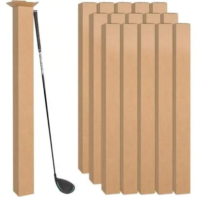 15 piezas Cajas de cartón corrugado de 4x4x40 pulgadas para envío de palos de golf largos, ideales para almacenamiento, envío, mudanza, correo, organización del hogar y uso comercial. Diseño duradero y ahorrativo de espacio para un transporte y protección eficientes.