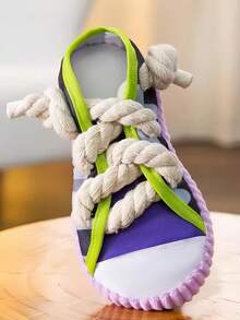 Dog Squeaky Toys, Sneakers Canvas Shoes Shape Dog Chew Toys For Small Dogs, Tough Durable Squeaky Interactive Dog Rope Toys, Puppy Teeth Cleaning Chew Stick Pet Toy