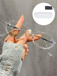 1 件/2 件套装椭圆形小框无度数眼镜，Y2K 复古橄榄绿色镜框，适合休闲和正式服装，适合使用电脑、看电视、玩游戏和操作智能手机，透明镜片时尚配饰 - 彩色 - 查看 17