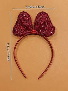 1pc Red Oversized Bow Headband, Cute Hair Accessory For Girls - Red - View 2