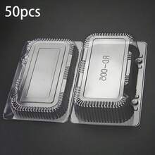50Pcs Disposable Pastry Boxes - Oil-Proof & Leak-Proof, Transparent Ultra-Portable No-Wash, High-Style For Baking, Picnics, Parties, Weddings, Graduation Season, Takeout, Offices, Camping & Afternoon Tea - Versatile Storage & Display Packaging Boxes - Transparent Color - View 4
