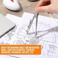 Juego de geometría para estudiantes EBOOT, compás de dibujo y transportador de brazo oscilante de 6 pulgadas de 180 grados (naranja) - ColorD - Ver 4