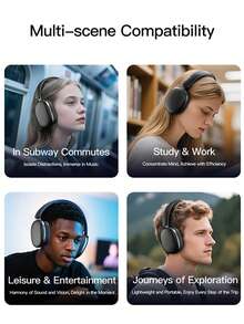 Wireless Headphones With Deep Bass, Lightweight And Foldable Design, Built-In Microphone, Compatible With 3.5mm Audio Cable, Stereo Sound, Suitable For Travel, Work, Laptops, And Mobile Phones. Wireless Gaming Headphones For IOS, A Top Choice For Christmas And Birthday Gifts. - Màu tím - Xem 3