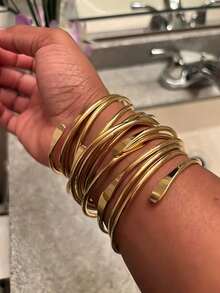 6-10-15pcs Gold Bohemian Style Metal Bracelet Set - Adjustable, Stackable, Suitable For Everyday Wear Or Special Occasions - Bộ vòng tay - Xem 1