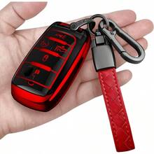 DSindeda For Dodge Key Fob Cover With Keychain Soft Full Protection Key Shell Key Case Compatible With 2019-2025 Dodge RAM 1500 2500 3500 Red 4-5 Buttons - 紅色 - 查看 1
