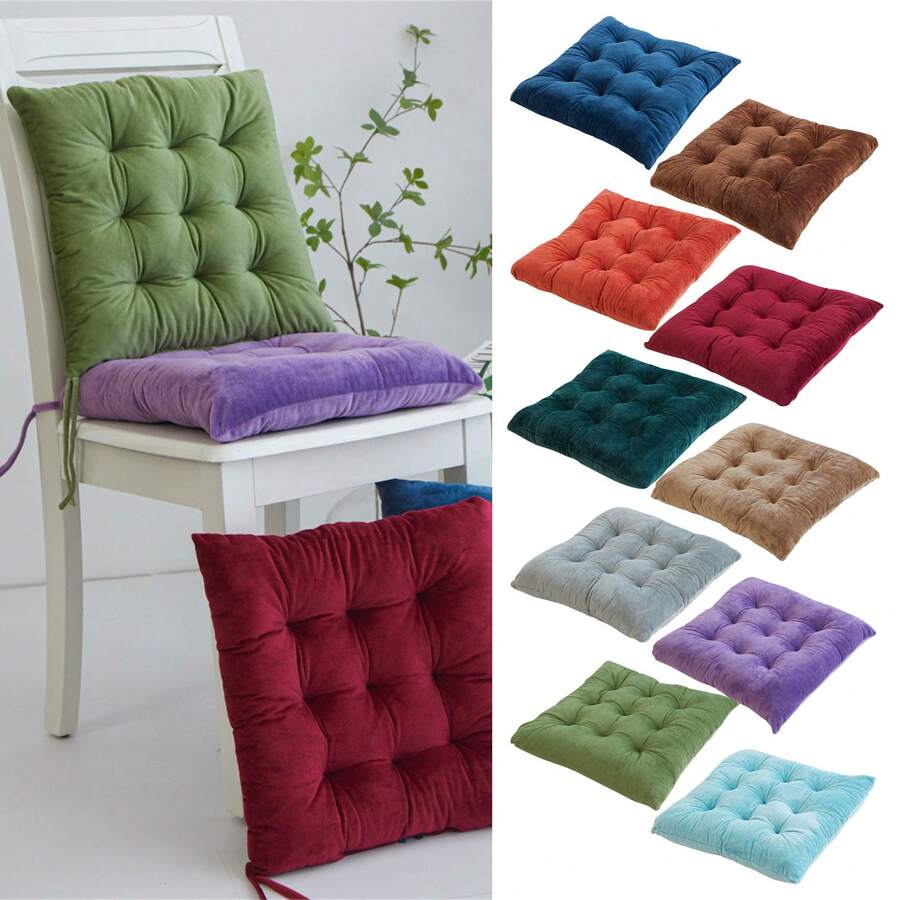 Solid Color Crystal Velvet Cushion Office Chair Sofa Cushion Student Stool Adjustment Hip Cushion - Red - View 1