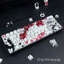 Juego de teclas con grabado lateral de material PBT, teclas con diseño de Sakura, cuervo y chica de anime, perfil CHERRY adecuado para interruptores MX (teclado no incluido), técnica de sublimación - CEREZA - Ver 10