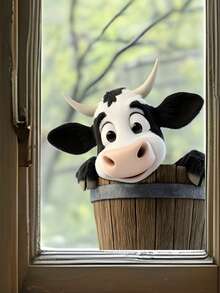 Pegatinas divertidas de vaca, pegatinas de ventana de vaca que asoman, pegatinas de pared de vaca que se pueden pelar y pegar, decoración de pared de estilo granja rústica con estampado de vaca, arte mural de vinilo para la decoración del hogar, la sala de estar, la cocina, el baño, el dormitorio y otros regalos de cumpleaños y graduación - Multicolor - Ver 6