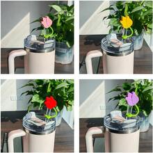 4 Pack Silicone Cowboy Hat Straw Covers Cap Compatible With Stanley Cup 30 40 Oz Cute Funny Tumbler Straw Topper Accessories For Man And Woman Christmas Gift - Tulip - 查看 4