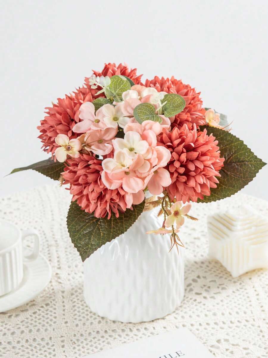 1/80 pièces Fleurs de chrysanthème artificielles Bouquets en soie Plantes artificielles pour décoration de mariage de printemps Vase pour décoration de maison, salle à manger, chambre à coucher, Fête des mères, Saint-Valentin, anniversaire, accessoires de fête, décoration de jardin extérieur - Couleur de la pâte de haricots - Voir 1