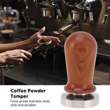 Aimall 304 Stainless Steel Coffee Tamper Press Non-Slip Handle Even Tamping 51/53/58mm - Brown - View 8