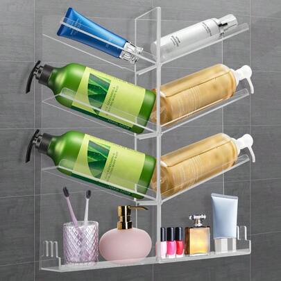 Shower Caddy For Bathroom Storage & Organisation,Shower Shelf No Drilling Without Screws,Shower Caddy Suction For Shower Gel Bottles,Soaps,Bathroom Caddy, 2 Pack