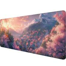 Anime Cherry Blossoms Gaming Mouse Pad Desk Pad  Mountains Pink Sky Village Mousepad XL Large Gaming Mouse Pad Laptop Keyboard Mat Desk Pad Office Computer Keyboard Laptop Home - 長方形 - 查看 1