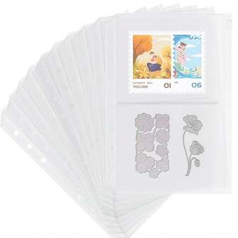 10个A5拉链活页夹口袋 - 磨砂分隔袋，双口袋设计，耐用PVC材质，可用于存放照片、珠宝和现金信封