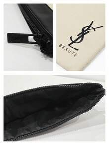 Yves Saint Laurent 美妆大号手腕包，黑白拉链化妆包，带可拆卸肩带，240x150mm，女士化妆包，旅行及日常使用 - 白黑色 - 查看 3