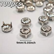 100pcs Punk Rivet Claw Studs, Suitable For Clothing, Bags, Jackets, Jeans, Leather Crafts - Silver - View 4