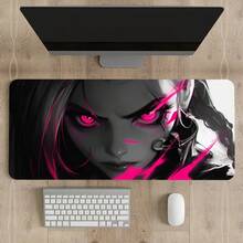 1个动漫眼睛游戏鼠标垫，大号桌面垫，粉色加长键盘鼠标垫，游戏鼠标垫，带防滑底座和缝边，适用于办公桌、家庭办公室。 - 彩色 - 查看 9