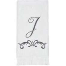 Avanti Linens - Toalla de Punta de los Dedos, Toalla de algodón Suave y Absorbente, diseño de Desplazamiento, decoración de Estilo cursivo (colección de monogramas, Inicial )(J Punta de los dedos) - Multicolor - Ver 1